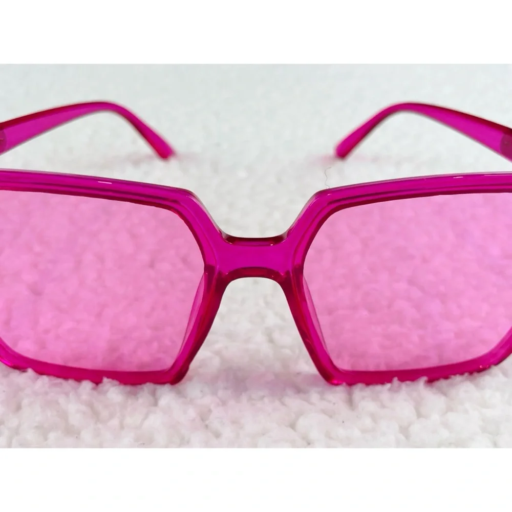 (NIB) RENNES • Hot Pink Square Frame Fashion Glasses - Picture 2 of 16